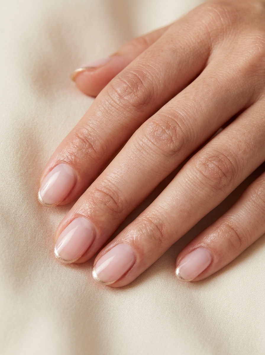 Tiny Gold French als Einfache Nageldesigns Inspiration 2026